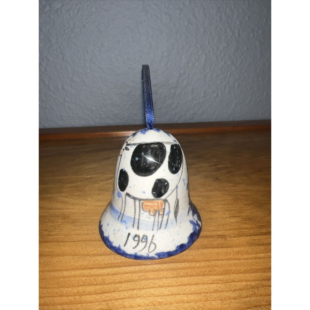 Molly Dallas Spatterware Folk Art Farmhouse Pottery Mini Bell 1.875 x 1.75" Base